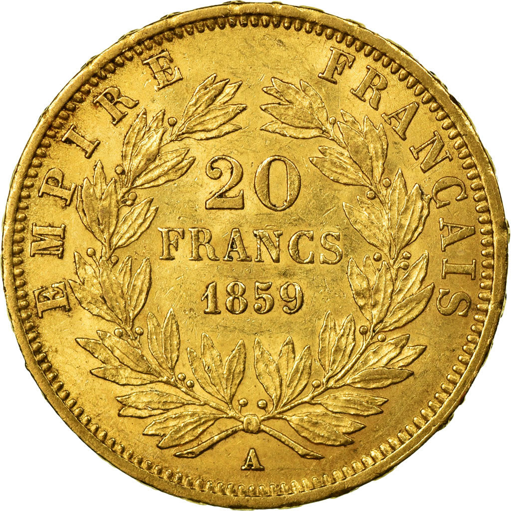 Coin, France, Napoleon III, 20 Francs, 1859, Paris, AU(50-53), Gold