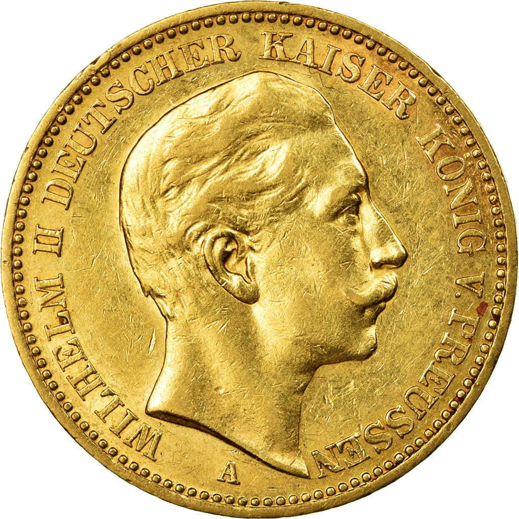 Moneda, Estados alemanes, PRUSSIA, Wilhelm II, 20 Mark, 1908, Berlin, MBC+, Oro