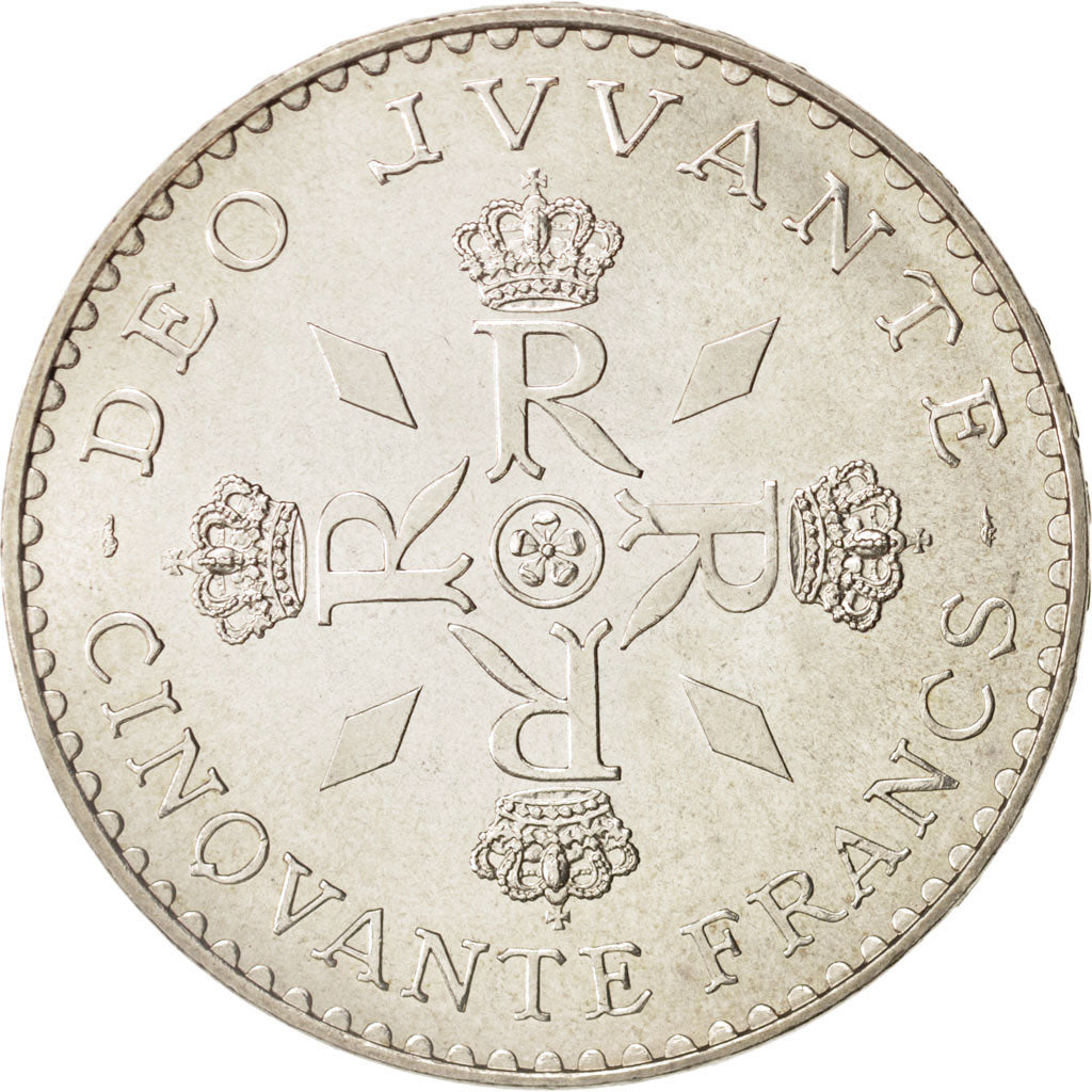 Coin, Monaco, Rainier III, 50 Francs, 1974, MS(63), Silver, KM:152.1