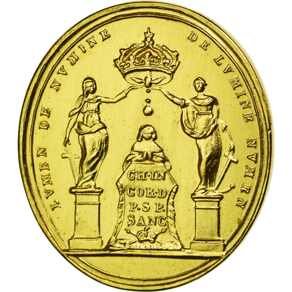 Francia, medalla, Louis XIV, Sacre de Reims, 1654, Restrike, EBC+, Oro
