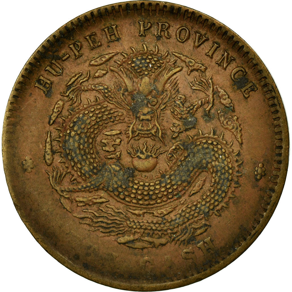 Monnaie, Chine, HUPEH PROVINCE, Kuang-hs, 10 Cash, 1902, Ching, TB+, Cuivre
