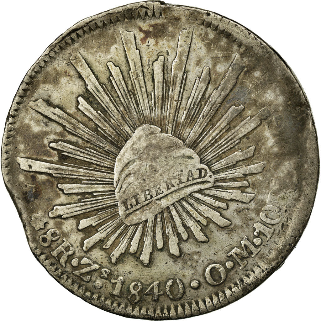 Moneda, México, 8 Reales, 1840, Zacatecas, BC+, Plata, KM:377.13