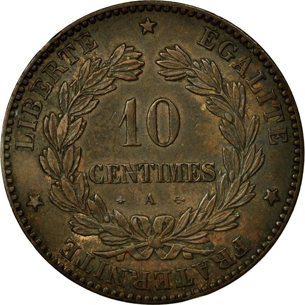 Munten, Frankrijk, Cérès, 10 Centimes, 1873, Paris, ZF+, Bronze, KM:815.1