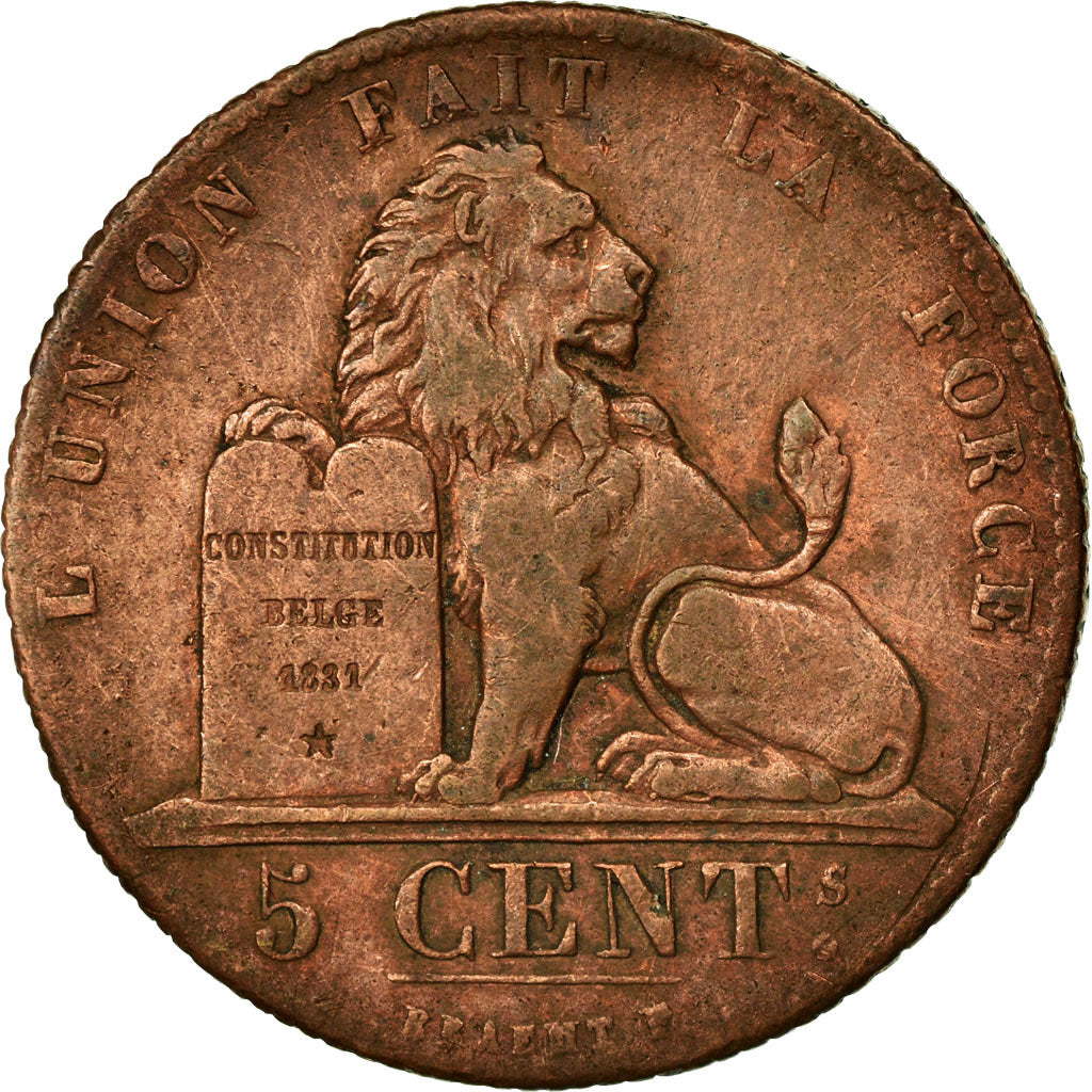 Coin, Belgium, Leopold I, 5 Centimes, 1834, EF(40-45), Copper, KM:5.1