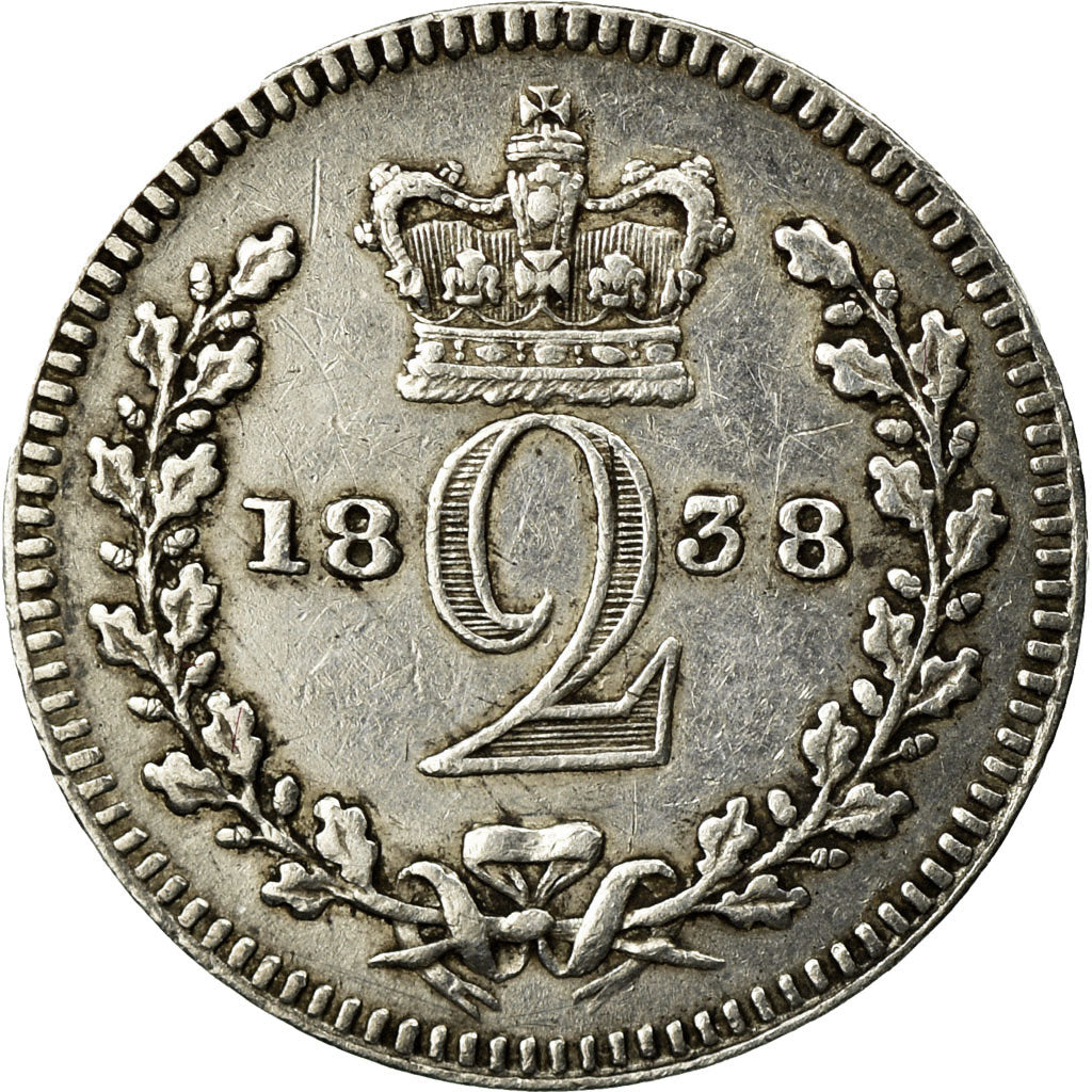 Coin, Great Britain, Victoria, 2 Pence, 1838, EF(40-45), Silver, KM:729