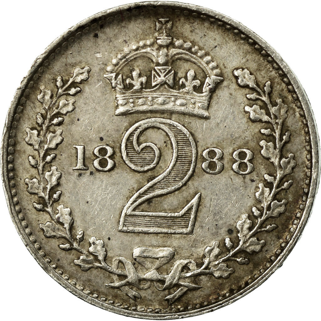 Coin, Great Britain, Victoria, 2 Pence, 1888, AU(50-53), Silver, KM:771