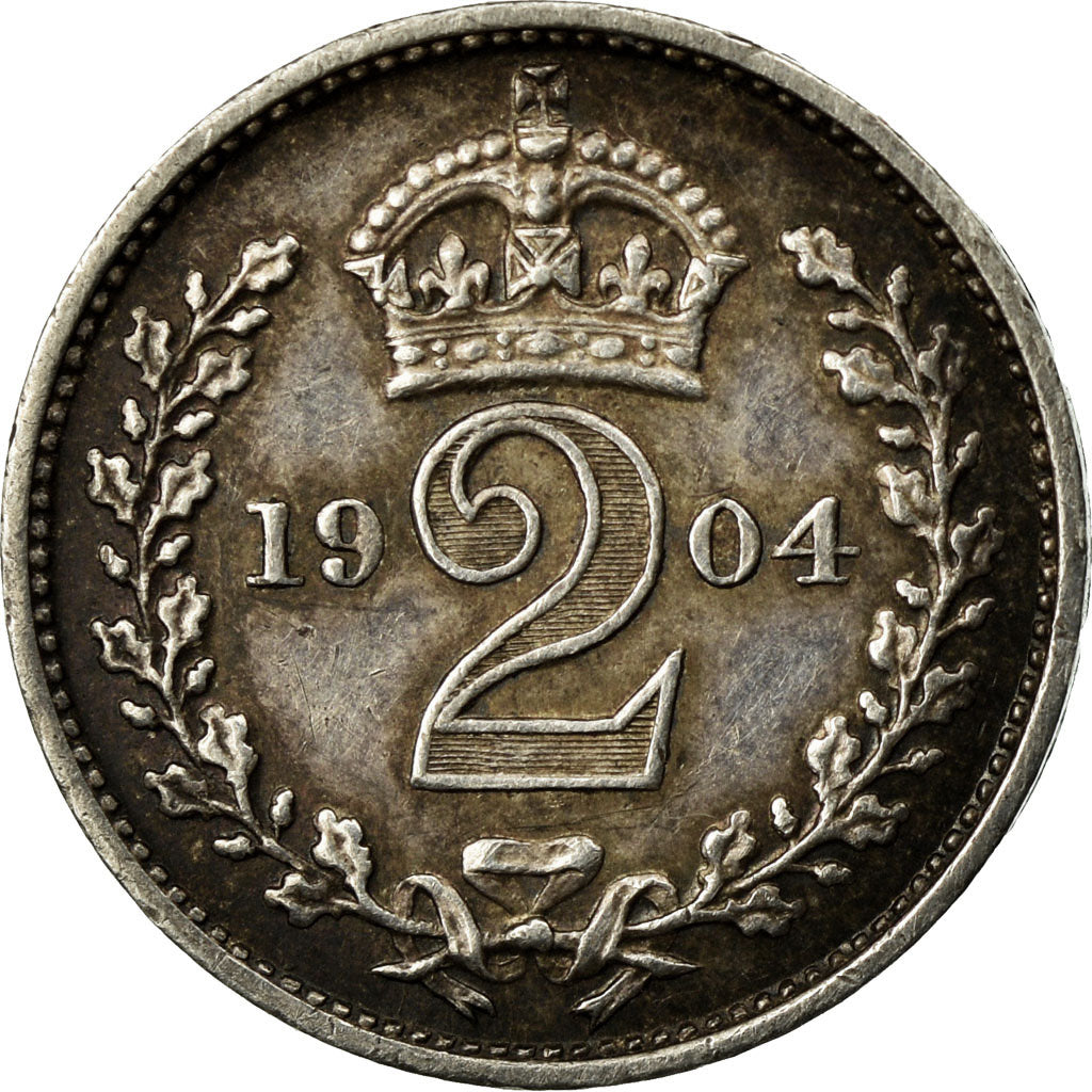 Coin, Great Britain, Edward VII, 2 Pence, 1904, AU(55-58), Silver, KM:796