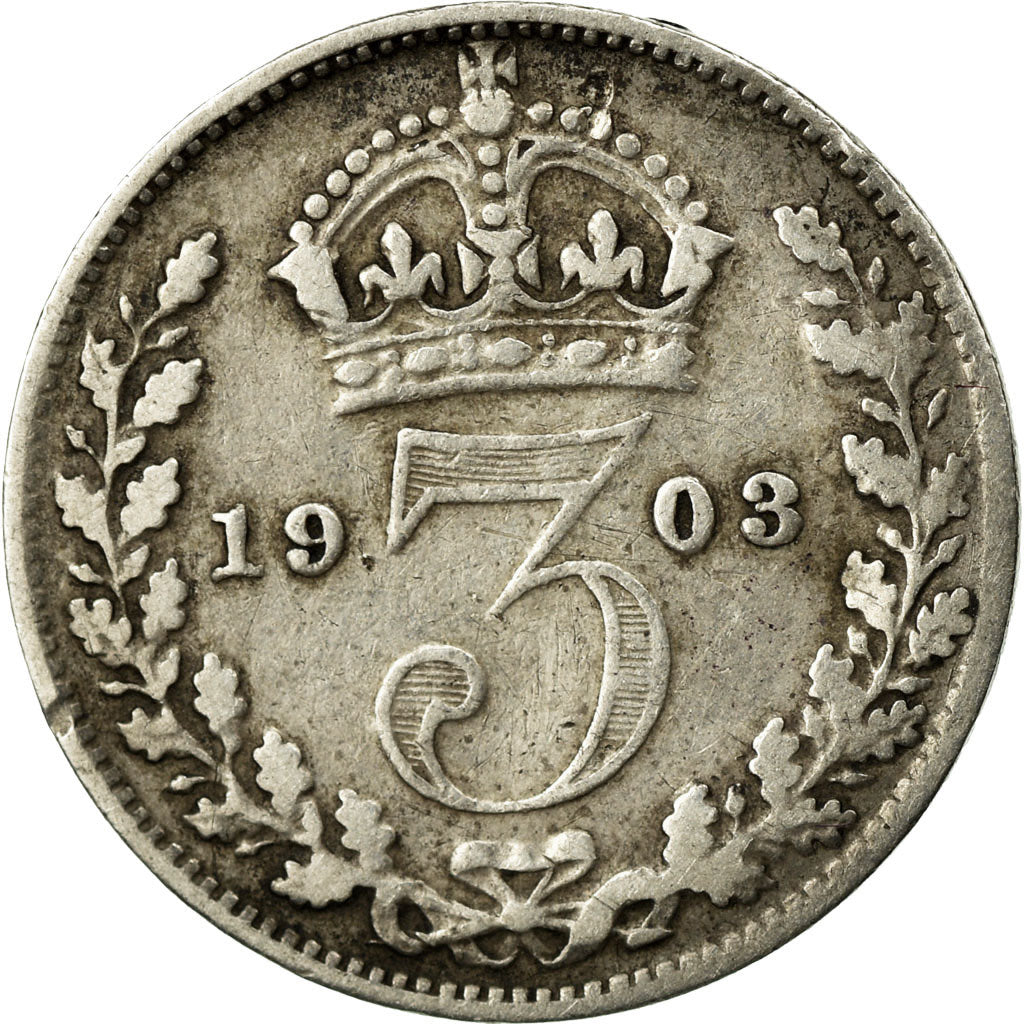 Coin, Great Britain, Edward VII, 3 Pence, 1903, VF(20-25), Silver, KM:797.1