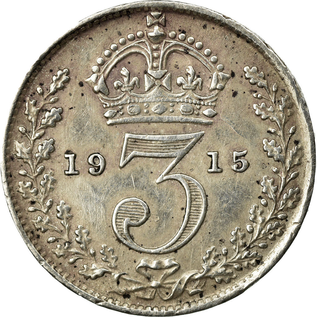 Coin, Great Britain, George V, 3 Pence, 1915, AU(50-53), Silver, KM:813