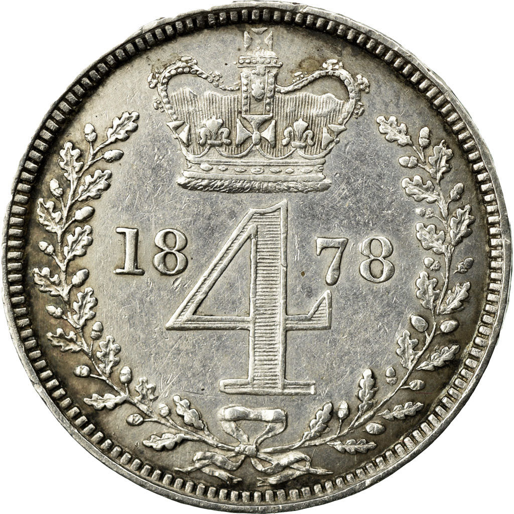 Coin, Great Britain, Victoria, 4 Pence, Groat, 1878, AU(55-58), Silver, KM:732