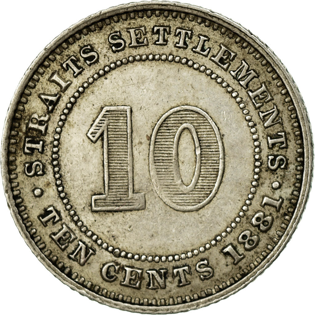 Coin, Straits Settlements, Victoria, 10 Cents, 1881, EF(40-45), Silver, KM:11