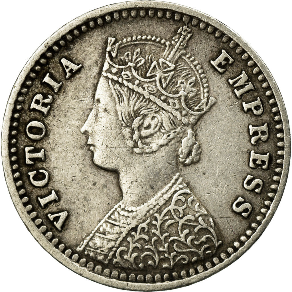Coin, INDIA-BRITISH, Victoria, 2 Annas, 1891, Bombay, EF(40-45), Silver, KM:488
