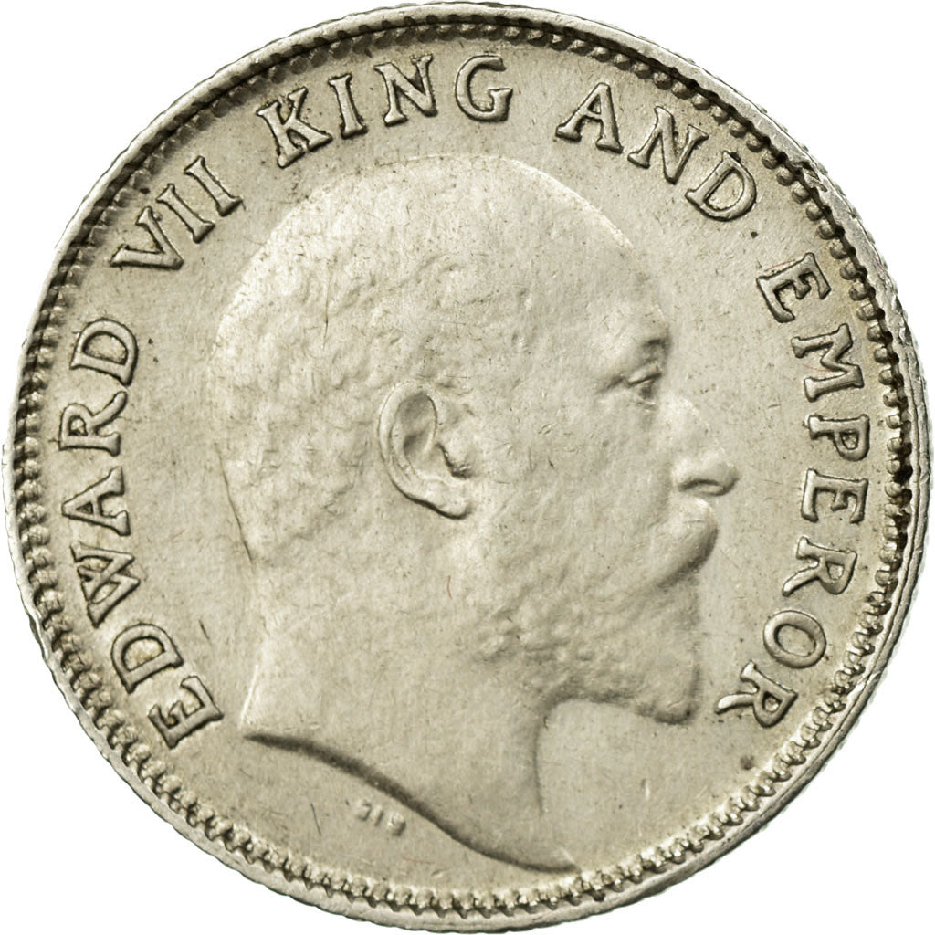 Coin, INDIA-BRITISH, Edward VII, 1/4 Rupee, 1904, Calcutta, AU(50-53), Silver
