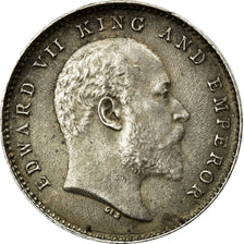 Coin, INDIA-BRITISH, Edward VII, 2 Annas, 1910, Calcutta, AU(50-53), Silver