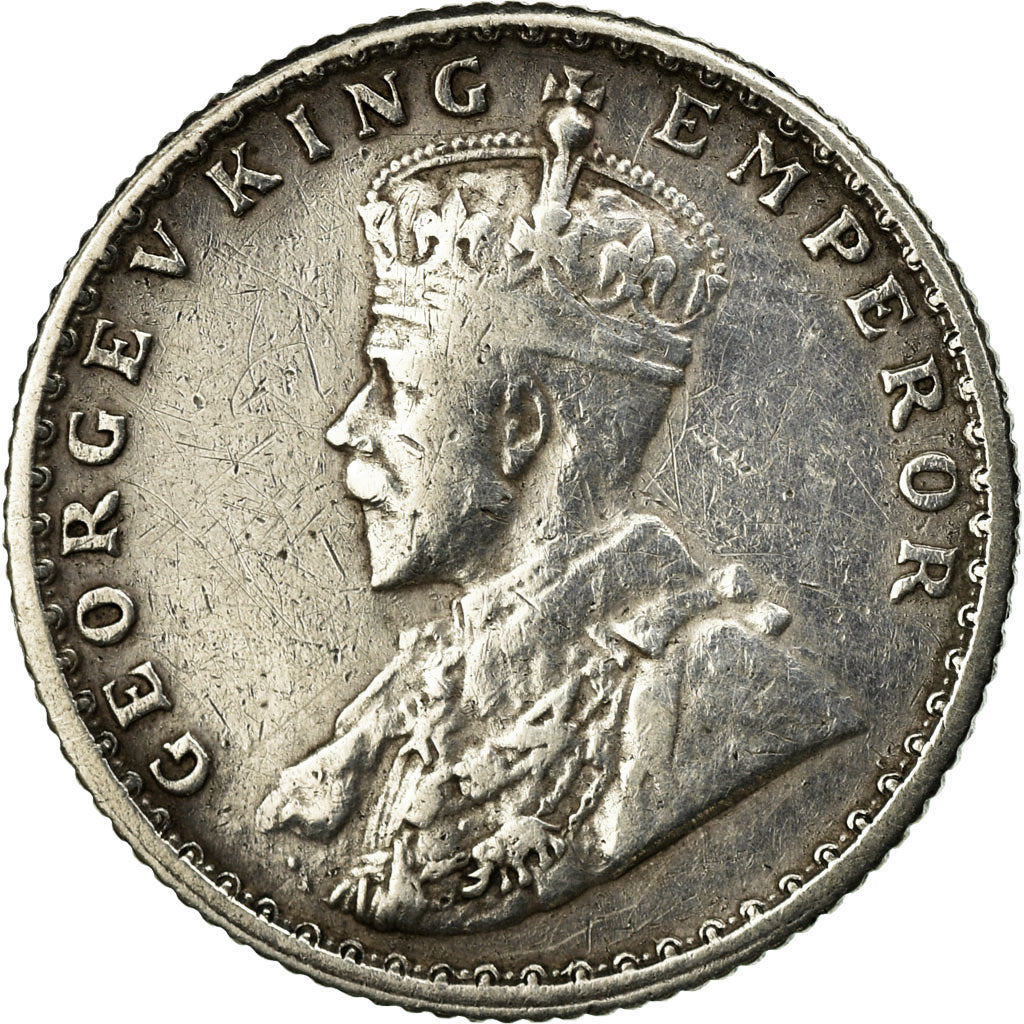 Coin, INDIA-BRITISH, George V, 1/4 Rupee, 1913, Calcutta, VF(30-35), Silver