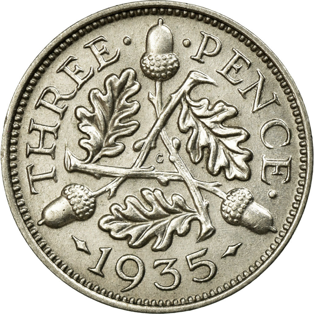 Coin, Great Britain, George V, 3 Pence, 1935, AU(55-58), Silver, KM:831