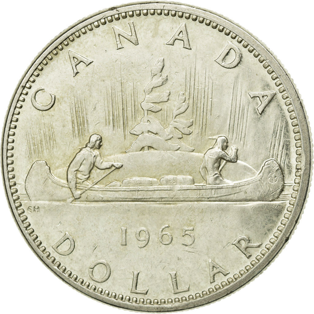 Coin, Canada, Elizabeth II, Dollar, 1965, Ottawa, AU(55-58), Silver