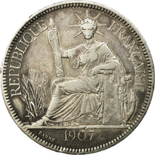 Moneta, INDOCINA FRANCESE, Piastre, 1907, Paris, MB+, Argento, KM:5a.1