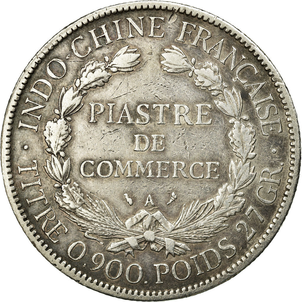 Moneta, INDOCINA FRANCESE, Piastre, 1907, Paris, MB+, Argento, KM:5a.1