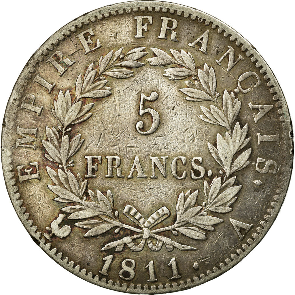 Coin, France, Napoléon I, 5 Francs, 1811, Paris, VF(30-35), Silver, KM:694.1