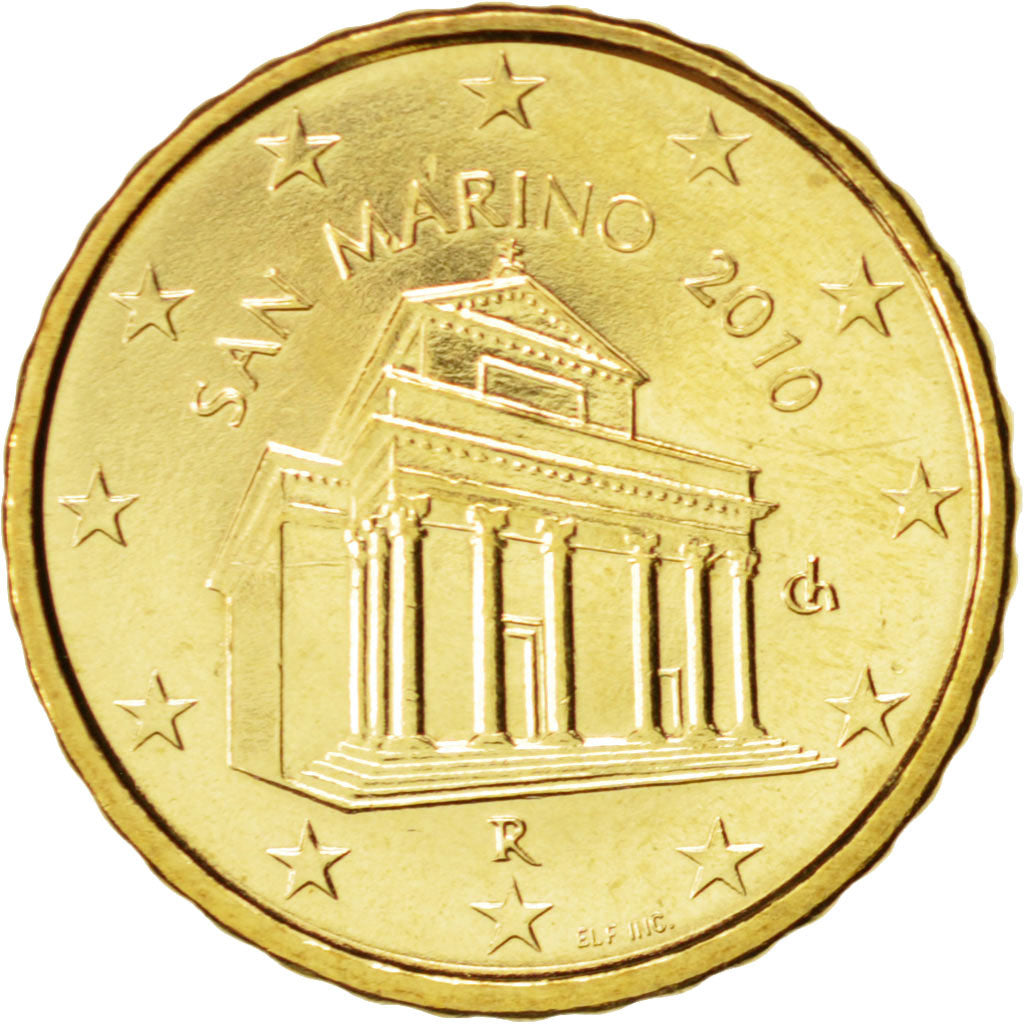 San Marino, 10 Euro Cent, 2010, Brass, KM:482