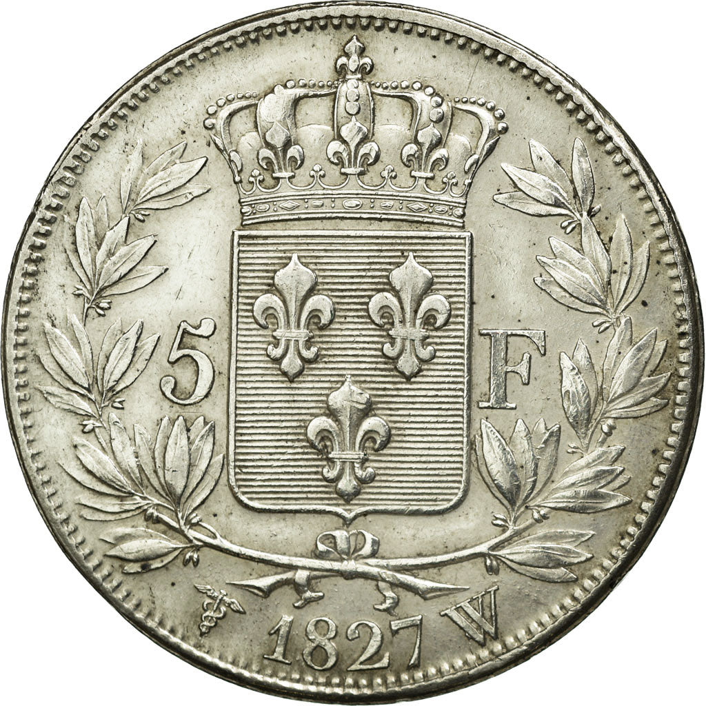 Munten, Frankrijk, Charles X, 5 Francs, 1827, Lille, ZF+, Zilver, KM:728.13