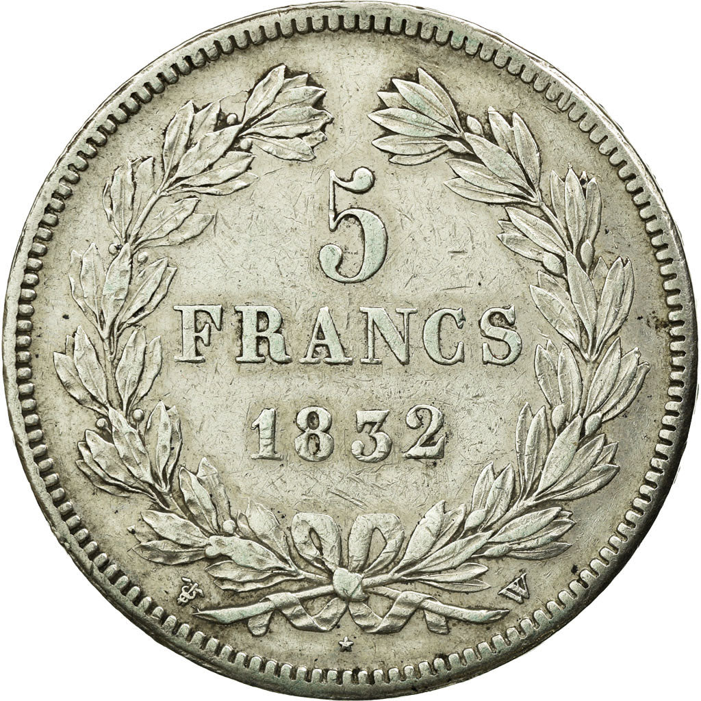 Moneta, Francia, Louis-Philippe, 5 Francs, 1832, Lille, BB, Argento, KM:749.13
