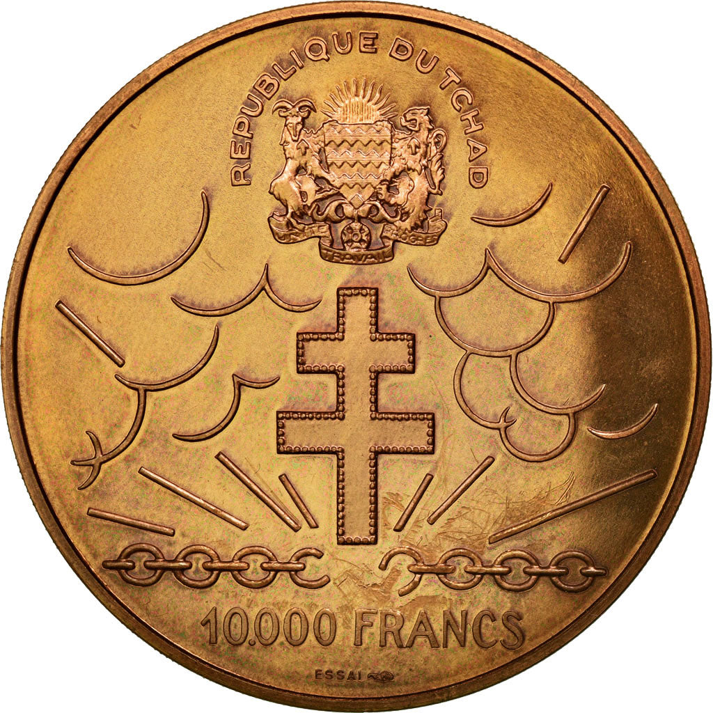 Coin, Chad, Général De Gaulle, 10000 Francs, 1970, Paris, ESSAI, AU(55-58)