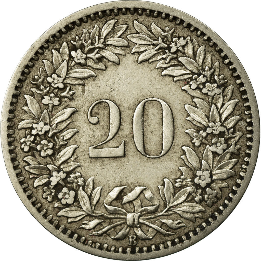 Moneta, Svizzera, 20 Rappen, 1885, Bern, BB+, Nichel, KM:29