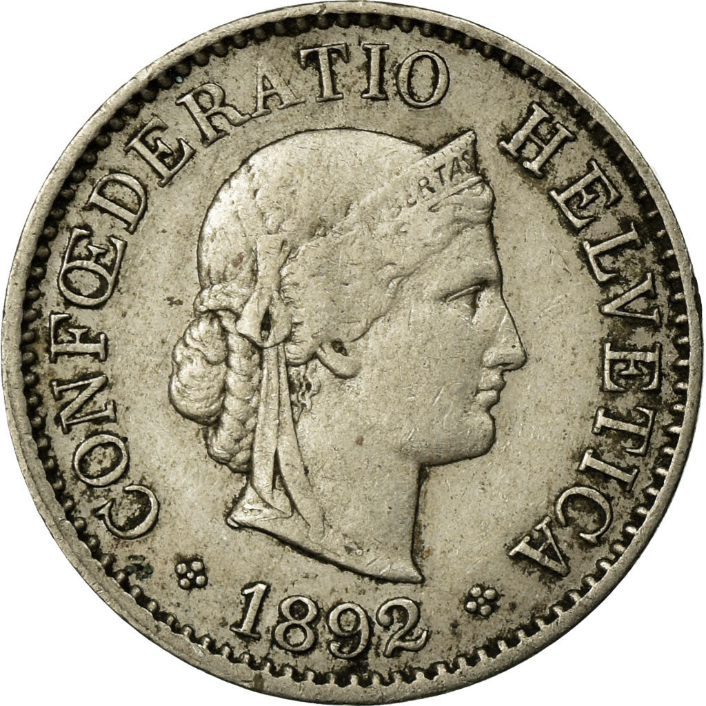 Coin, Switzerland, 5 Rappen, 1892, Bern, EF(40-45), Copper-nickel, KM:26