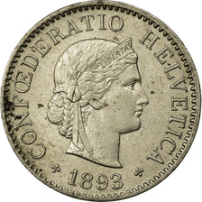 Münze, Schweiz, 5 Rappen, 1893, Bern, VZ, Copper-nickel, KM:26