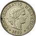 Münze, Schweiz, 5 Rappen, 1893, Bern, VZ, Copper-nickel, KM:26