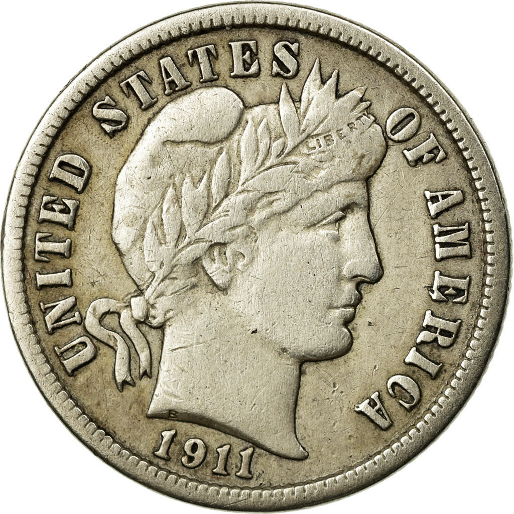 Coin, United States, Barber Dime, Dime, 1911, U.S. Mint, Philadelphia