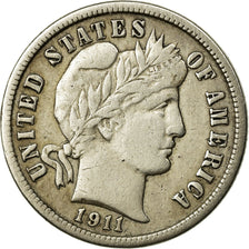Coin, United States, Barber Dime, Dime, 1911, U.S. Mint, Philadelphia