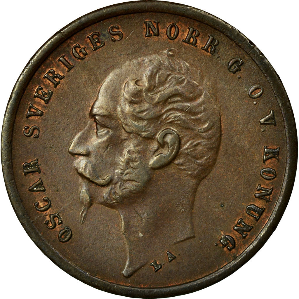 Coin, Sweden, Oscar I, Ore, 1858, AU(50-53), Bronze, KM:687
