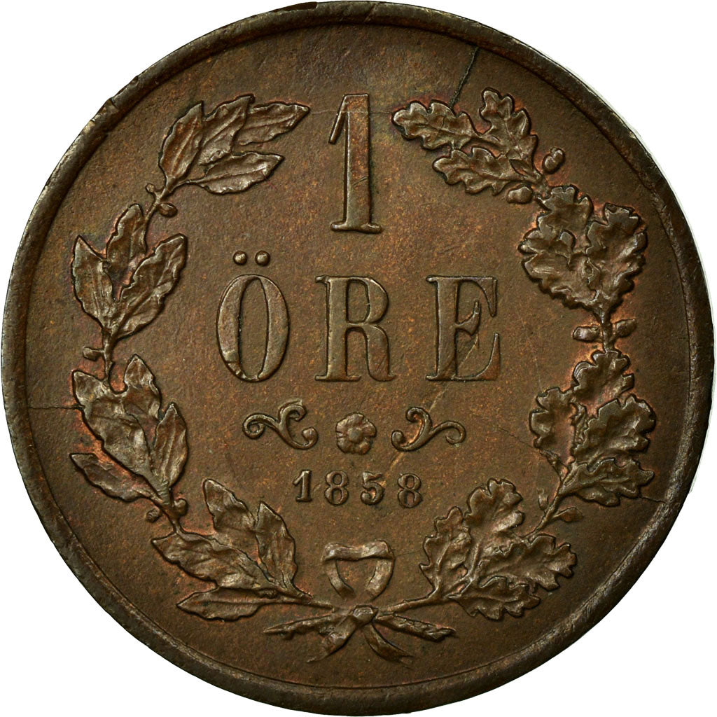 Coin, Sweden, Oscar I, Ore, 1858, AU(50-53), Bronze, KM:687