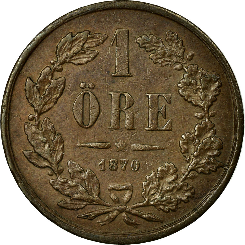 Coin, Sweden, Carl XV Adolf, Ore, 1870, VF(30-35), Bronze, KM:705
