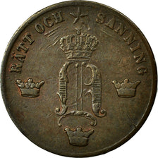 Moneta, Svezia, Oscar I, 1/2 Ore, 1858, MB+, Bronzo, KM:686