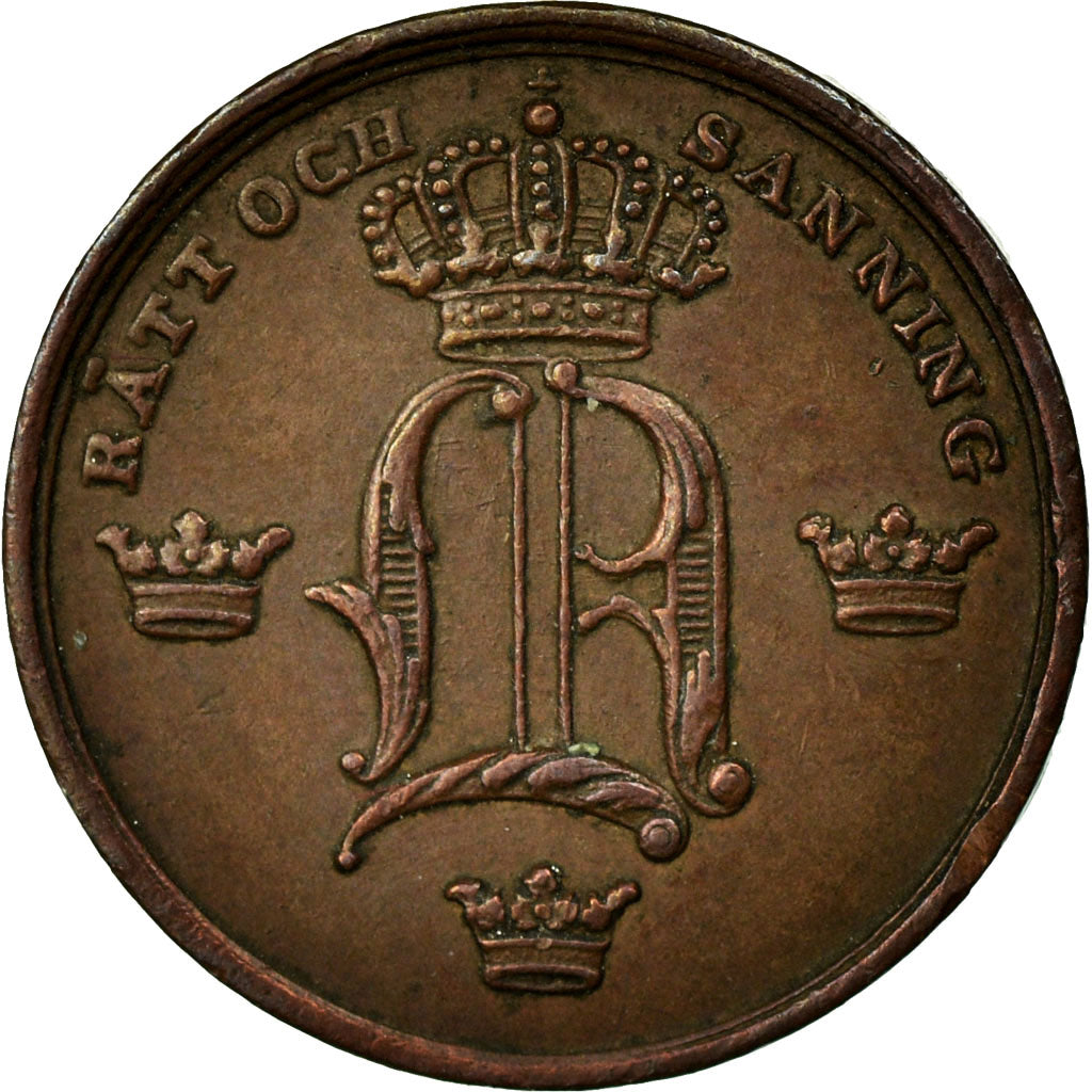 Coin, Sweden, Oscar I, 1/6 Skilling, 1851, AU(50-53), Copper, KM:656