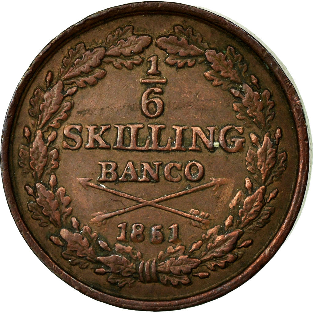 Coin, Sweden, Oscar I, 1/6 Skilling, 1851, AU(50-53), Copper, KM:656
