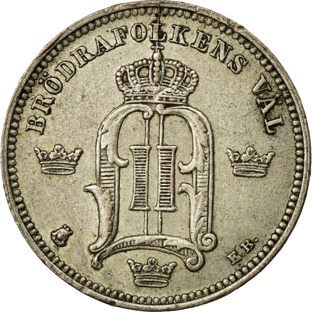 Coin, Sweden, Oscar II, 10 Öre, 1892, EF(40-45), Silver, KM:755