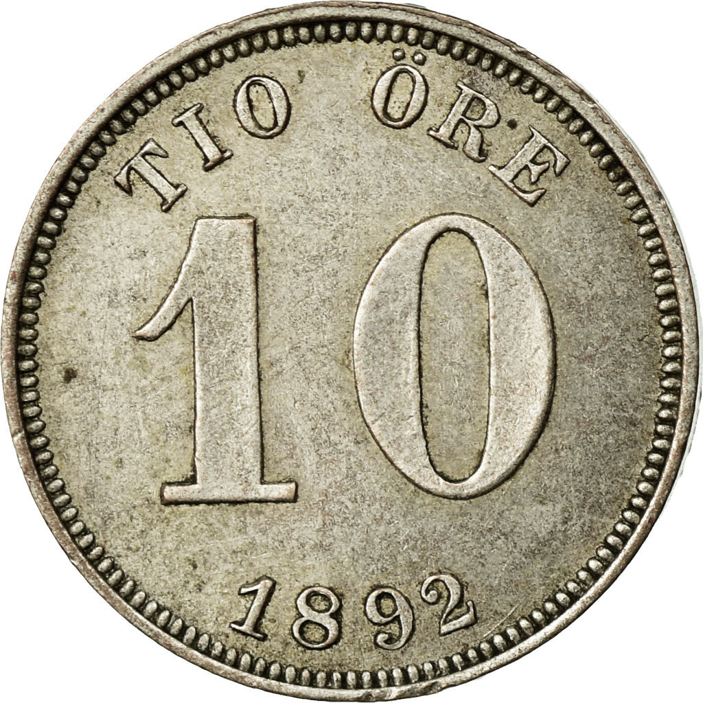 Coin, Sweden, Oscar II, 10 Öre, 1892, EF(40-45), Silver, KM:755