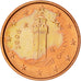 San Marino, Euro Cent, 2006, MS(65-70), Copper Plated Steel, KM:440
