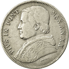 Coin, Vatican, Pius IX, 20 Baiocchi, 1865, Rome, VF(30-35), Silver