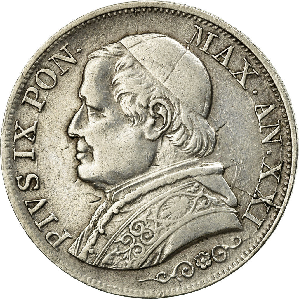 Coin, Vatican, Pius IX, Lira, 1866, Rome, EF(40-45), Silver