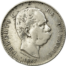 Münze, Italien, Umberto I, Lira, 1887, Milan, S+, Silber, KM:24.2