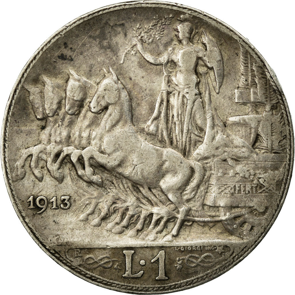 Coin, Italy, Vittorio Emanuele III, Lira, 1913, Rome, VF(30-35), Silver, KM:45