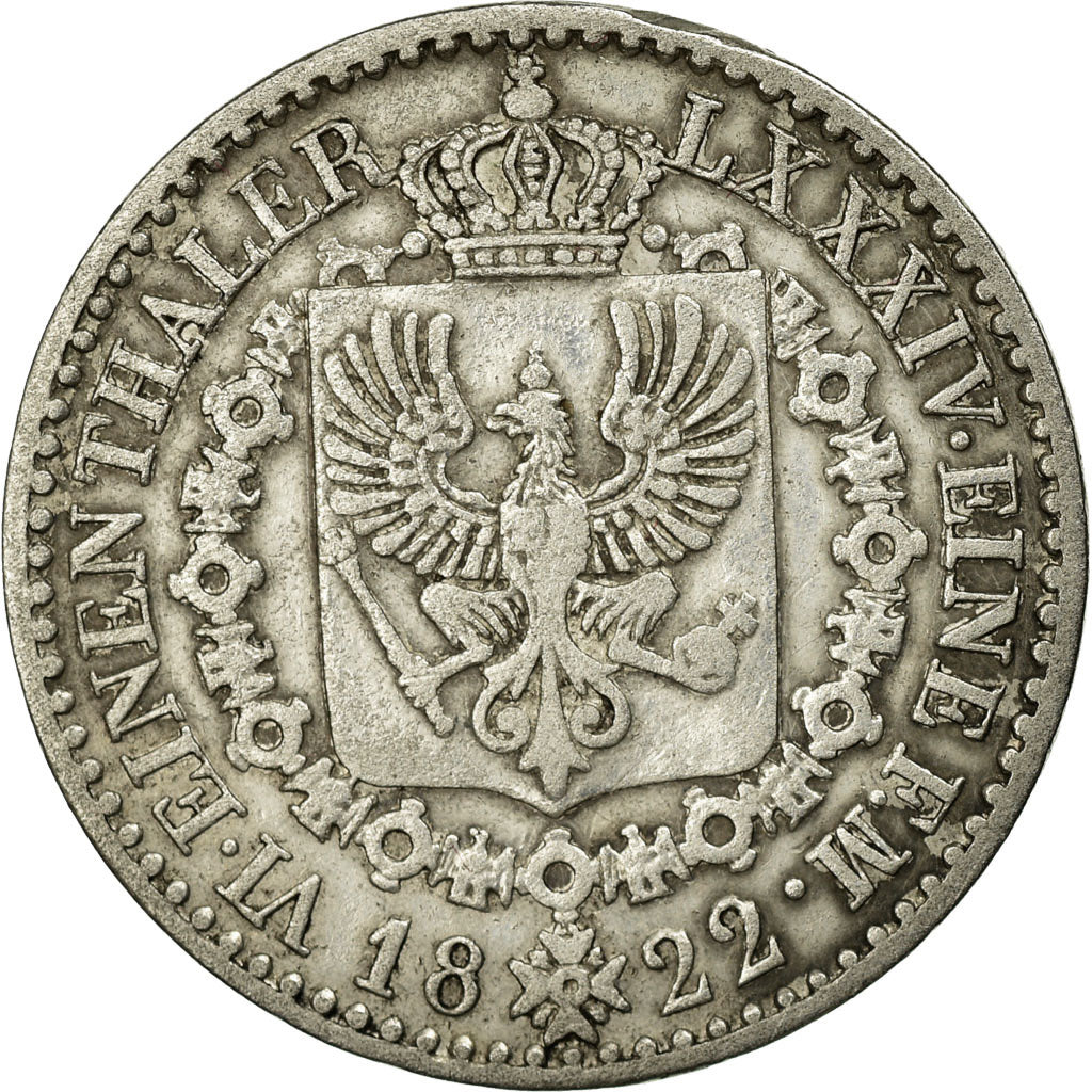 Münze, Deutsch Staaten, PRUSSIA, Friedrich Wilhelm III, 1/6 Thaler, 1822