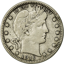 Coin, United States, Barber Quarter, 1916, Denver, VF(30-35), Silver
