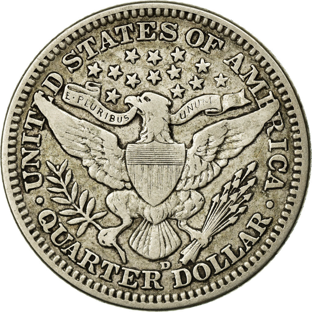 Coin, United States, Barber Quarter, 1916, Denver, VF(30-35), Silver